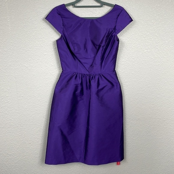 NWT Alfred Sung Bateau Neck Cap Sleeve Cocktail Bridesmaid Dress Majestic Purple - Picture 2 of 13